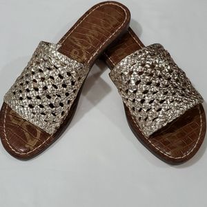 SAM EDELMAN LEATHER GENOVIA Gold Sandal